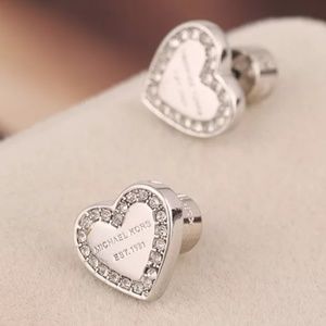 Michael Kors Jewelry - Michael Kors Silver Heart Crystal Stud Earrings Michael Kors Jewelry - Michael Kors Silver Heart Crystal Stud Earrings